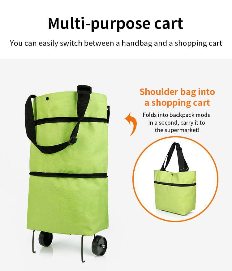 EcoFriendly Foldable Shopping Bag with Wheels ( Set of 2 )