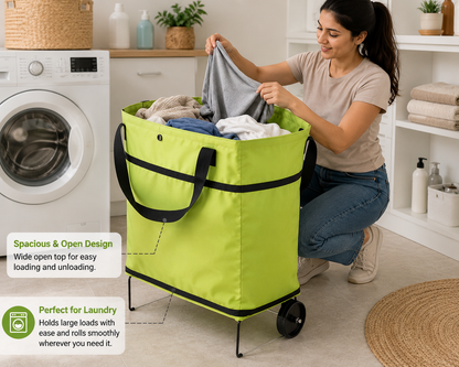 EcoFriendly Foldable Shopping Bag with Wheels ( Set of 2 )